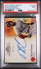 2014 Topps Tribute Dustin Pedroia #/15 Auto Gold Autograph #TA-DP PSA 9 MINT