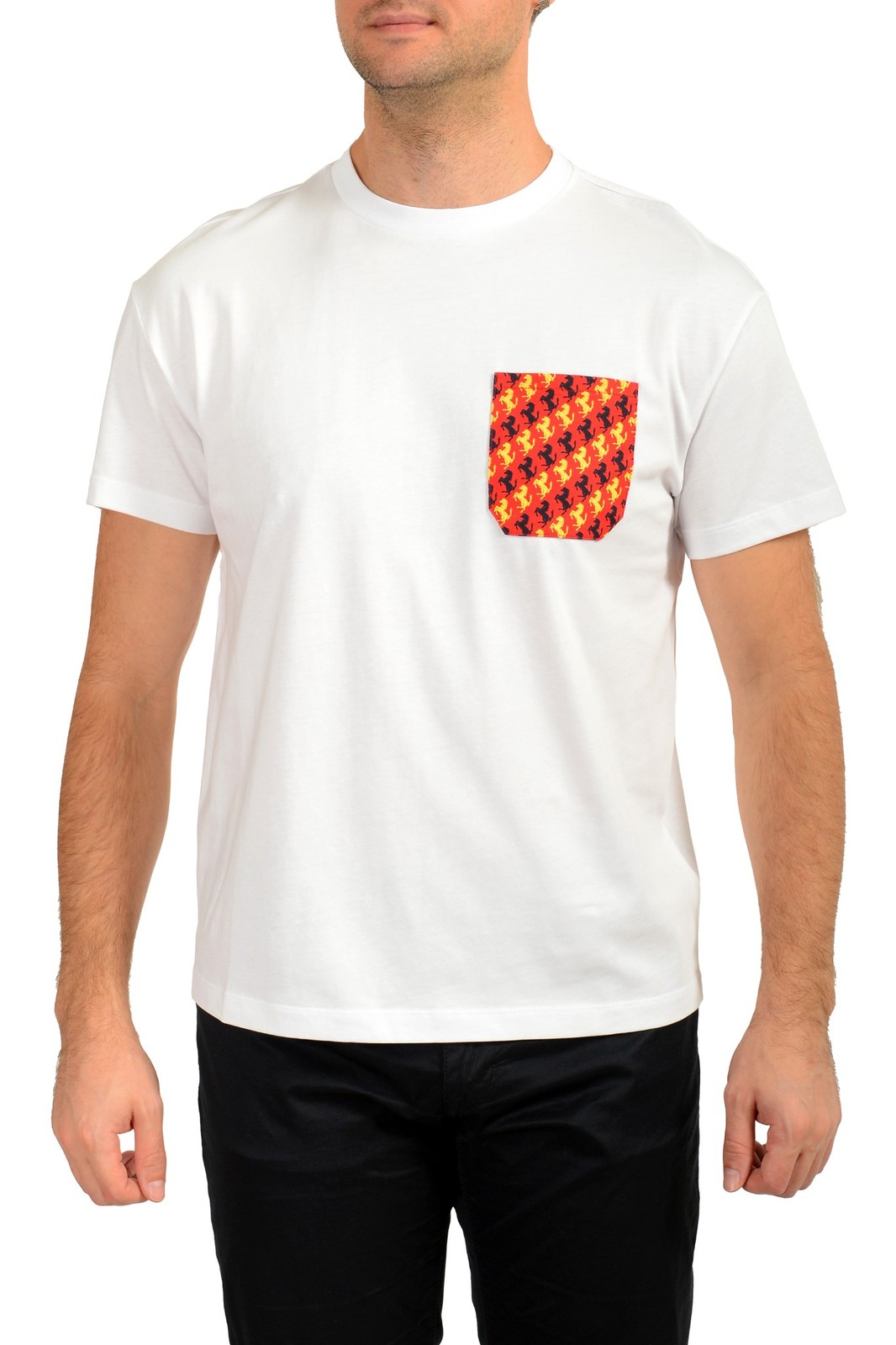 Мужская футболка Scuderia Ferrari из органического джерси с круглым вырезом и коротким рукавом с 1 карманом