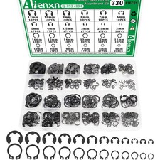 330PCS Snap Rings Assortment Kit, E Clips Assortment Kit 2MM-12MM and C Clips