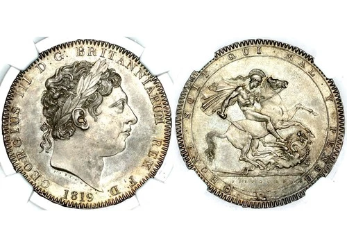 1819 LIX King George III Great Britain England London Silver Crown NGC MS64+