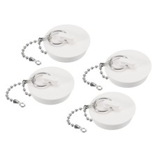 4Pcs Rubber Drain Stopper with Chain and Hanging Ring Fits 1 5/8"
