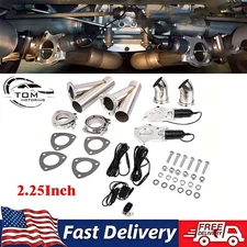 2PCS 2.25" Electric Exhaust Valve Y Pipe Kit Remote Control Switch