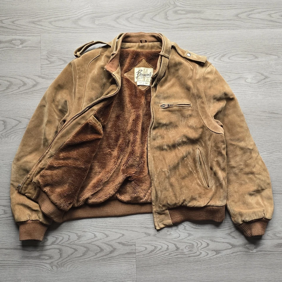 Abrigo Chaqueta Bomber Bermans Marrón Café Corredor Motocicleta Cuero Para Hombre 46 Foto 3 de 4