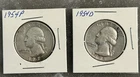 1954 P, 1954 D WASHINGTON QUARTERS, CIRCULATED, UNGRADED