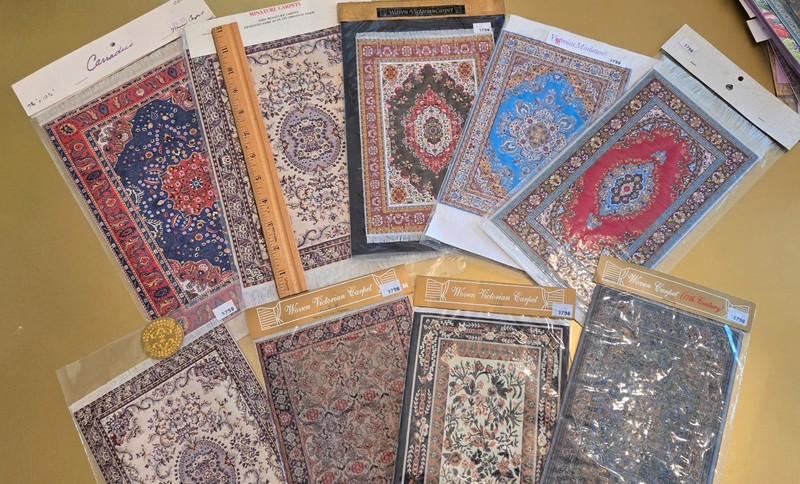 MINIATURE DOLLHOUSE RUGS CARPETS RUNNERS NEW OLD STOCK 65+ PIECES LOT
