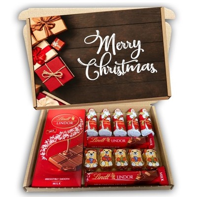 Lindt Weihnachten Schokoladenkorb Geschenkbox Weihnachtsmänner und Bären Geschenk
