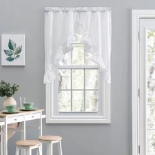 Stacey 38 In. L Polyester/Cotton Swag Valance Pair in White