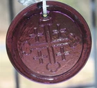 Blenko Purple Glass Window Ornament with Crosses Sun Catcher 3.75"