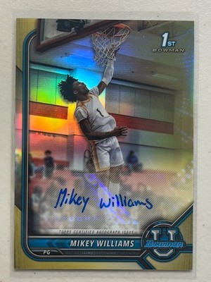 Mikey Williams 2021-22 Bowman Chrome U /50 Gold Refractor 1st Auto Autograph 
