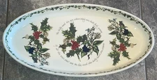 RARE PORTMEIRION THE HOLLY & THE IVY 18” RIMMED OVAL BAKER