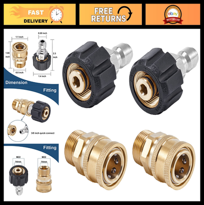 #ad Pressure Washer Quick Connect Fittings M22 14mm to 3 8quot; Hose Adapter Set 4 Pa $31.99