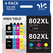 4PK 802XL Ink Cartridges For Epson WorkForce Pro WF-4720 WF-4730 WF-4734 WF-4740