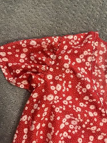 Romwe neu Damen Teenager Mädchen Sommer rot Blumen Crop Top Bluse Small 4 - Bild 2 von 3