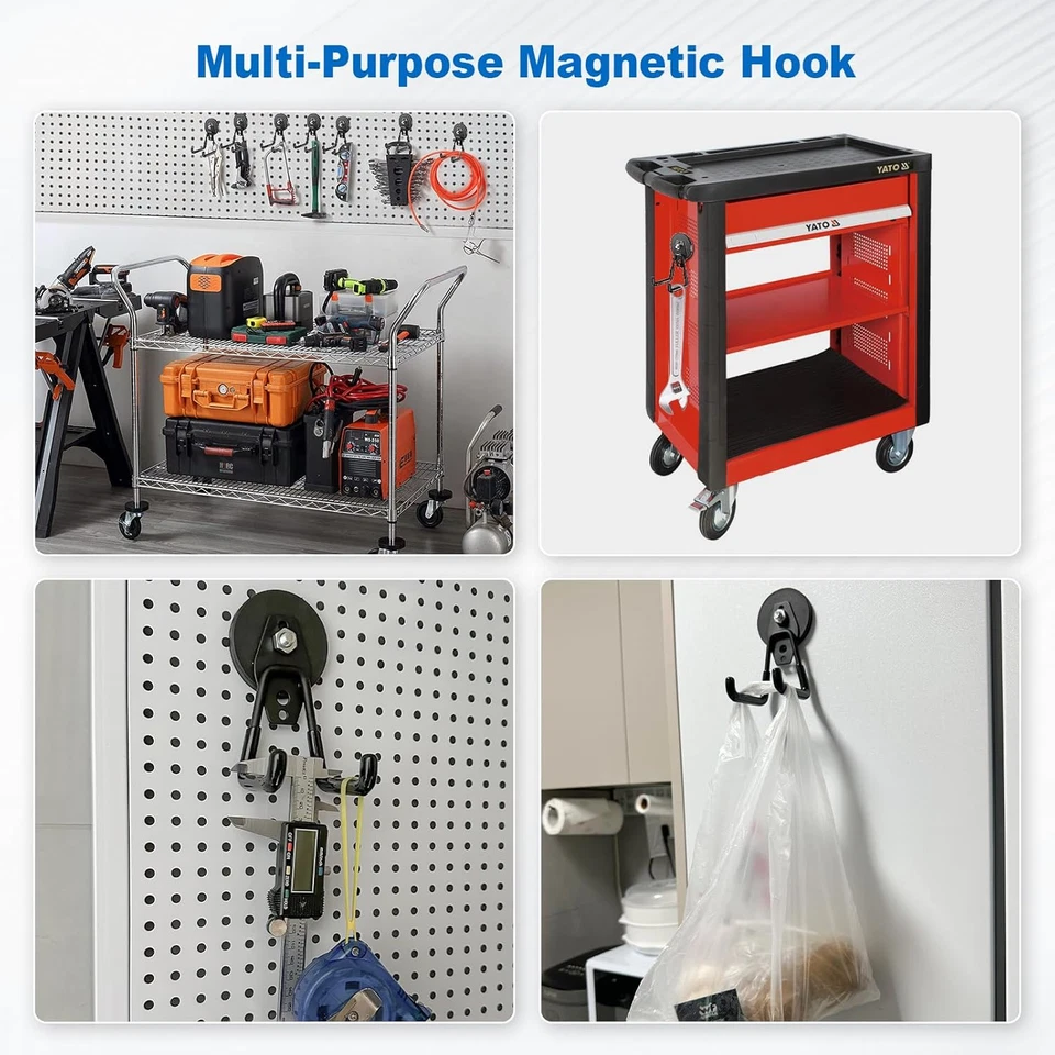 Paquete de 1 ganchos magnéticos grandes de alta resistencia para garaje - herramienta magnética fuerte y utilidad Foto 4 de 4