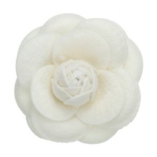 Vintage Camellia Flower Brooches Fabric Pins Corsage for Women Cream