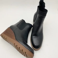 Crown Vintage Marlene Wedge Chelsea Boot Women 7.5M Black Leather Pull On Ankle