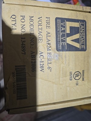 new Lansdale Valve AB12006 Fire Alarm Bell 6''