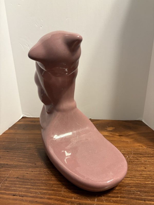 Fish Bowl Holder Pink Mauve Cat Ceramic Fish Bowl Holder Glaze Finish Rare