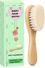 Baby Hair Brush, Wooden Goat Bristles Hair Brush for Newborns Toddlers, Ideal