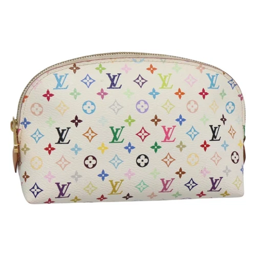 LOUIS VUITTON Monogram Multicolor Pochette Cosmetic White M47354 LV Auth 116014