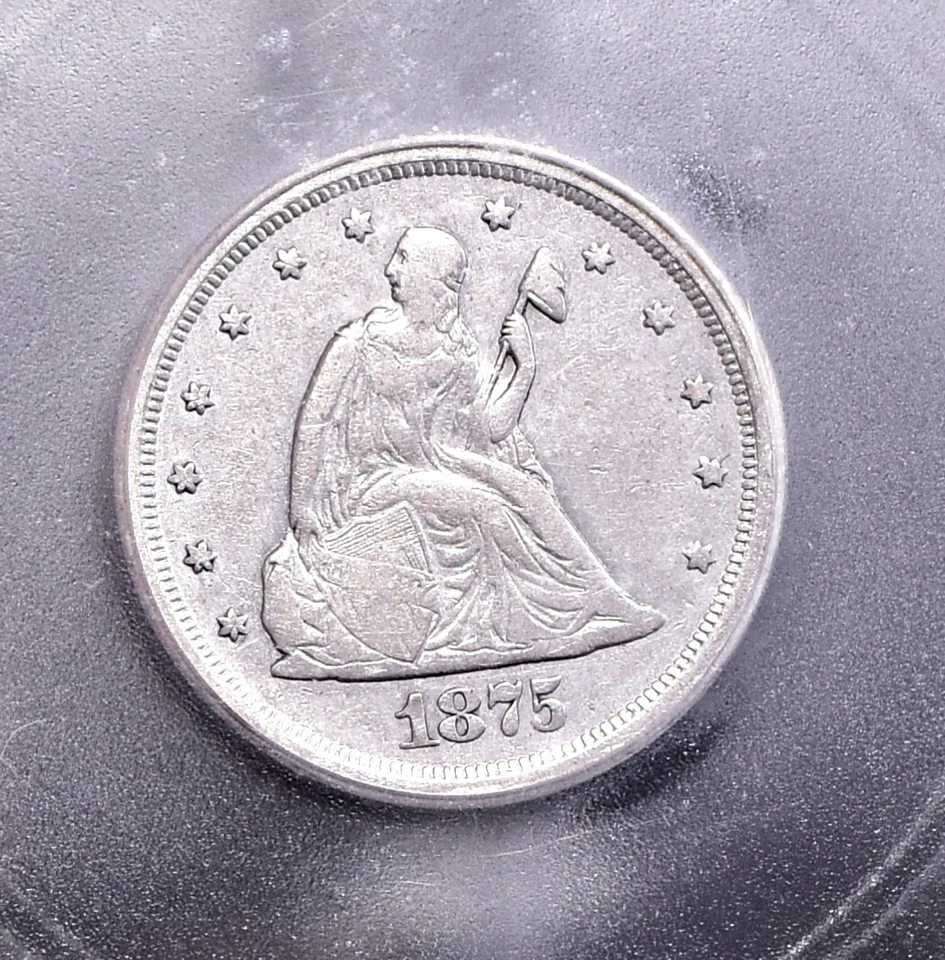 1875-S Twenty Cent Piece - ICG VF30 Details MPD & RPM, Cleaned (#58397-L) - Image 4 of 4