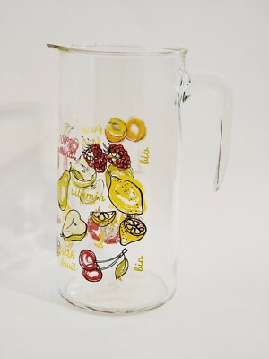 Decover Alighieri Italian Glass 8'' Tea Lemonade Sangria Pitcher Fruit Design