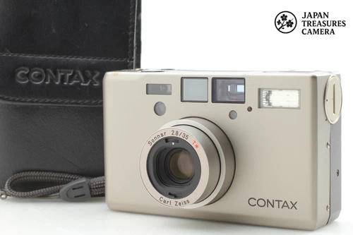 Double Teeth [Almost Unused /Case] CONTAX T3 Titan Silver 35mm Film Camera JAPAN