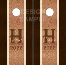 Family Name Wood Stripe LAMINATED Cornhole Wrap Bag Toss Skin Decal