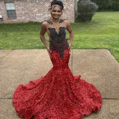 Prom Dresses For Black Women Gorgeous Crystal Mermaid Evening Dress 2025 