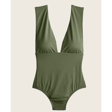 J.Crew 98 Plunge V-Neck One-Piece Swimsuit Safari Green Size 24 G9417