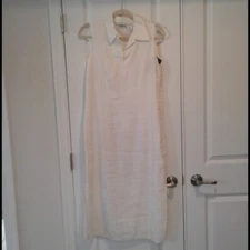 New Sherry Taylor Collared Sleeveless Ivory Maxi Dress - Size Small