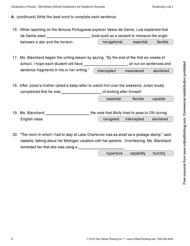 Vocabulary Virtuoso: Elementary School Vocabulary for Academic Success (Gr. 4-5) - Picture 6 of 12