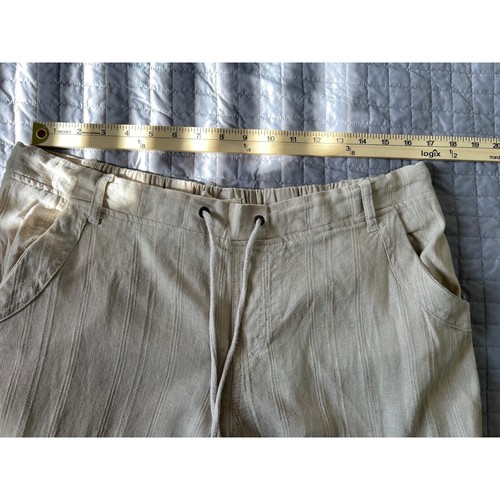Canyon River Blues Linen Blend Pants XL Pull On Tan Lagenlook Boho Coastal Beac - Imagen 9 de 12