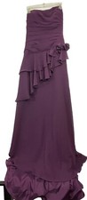 Pretty Maids Gown PROM Dress 14 Purple Straps Or Strapless Ruffles Train Scarf