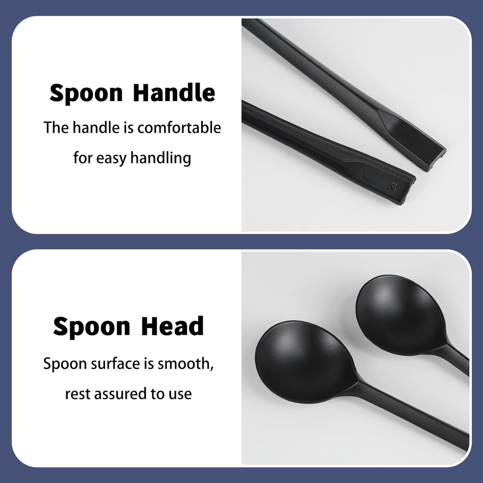 200Pcs Black Plastic Serving Spoons, Disposable Soup Spoon, Heavy Weight Plasti 744110087109 eBay