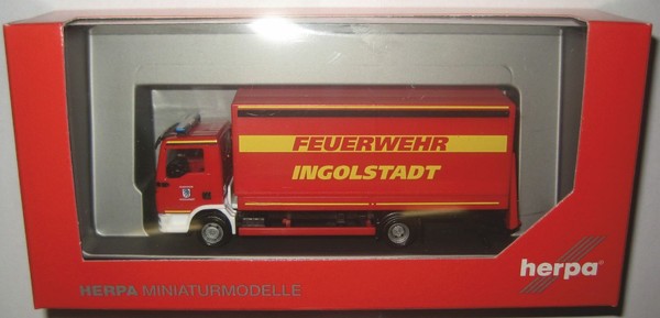 Herpa 094221 Man Tgl Pritsche-/Planen-Lkw Mit Ladebordwand Feuerwehr Ingolstadt-image