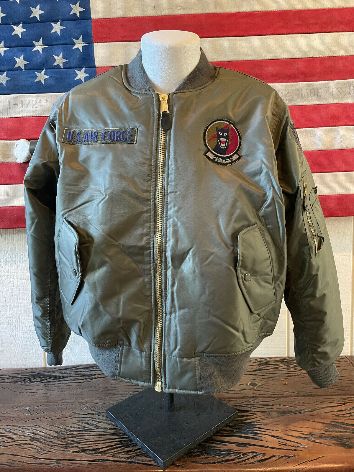 US Air Force MA-1 Bomber Jacket 21st Fighter Squadron Emblem Patch Size L