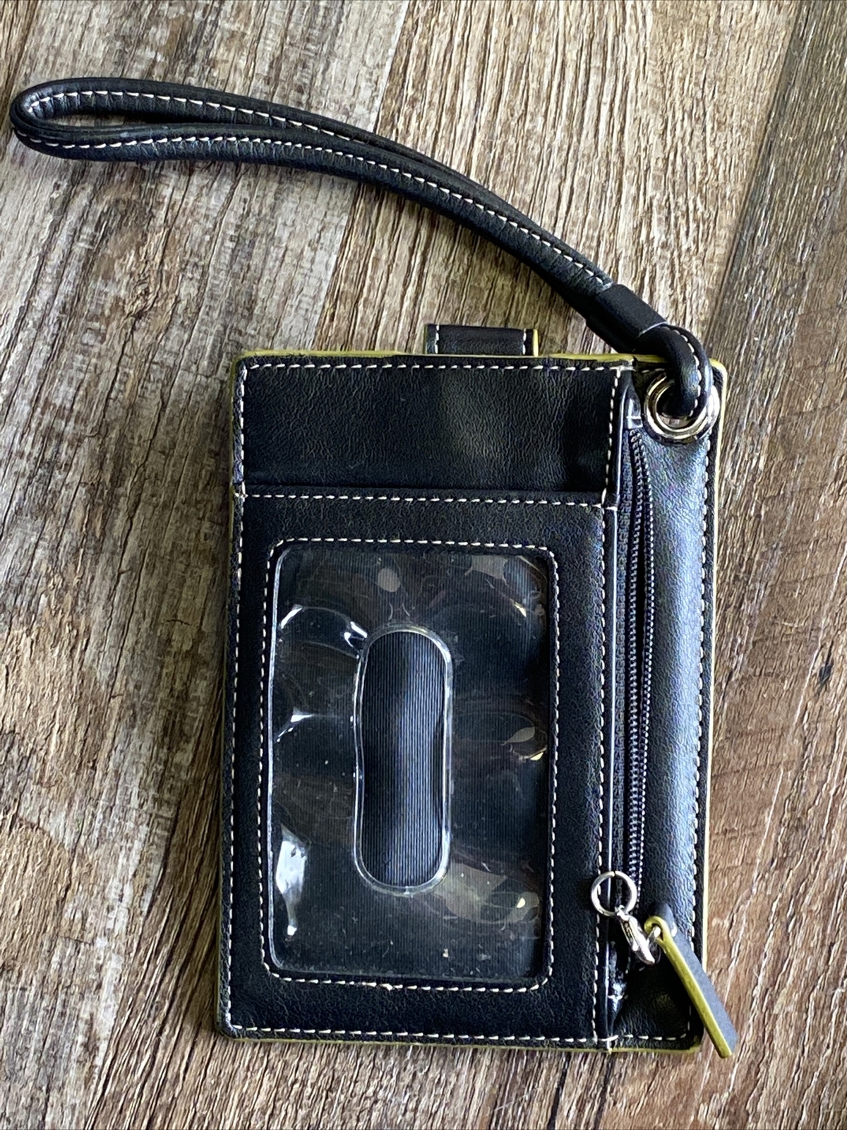 LODIS Black Leather ID Card Holder Mini Wallet Zip Po… Gem