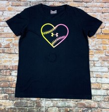 Under Armour Shirt Ladies Large Black Baseball Athletic Training Tee Womens