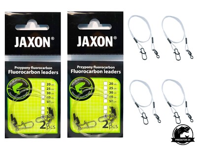 4 Stück Jaxon Fluorocarbon Vorfach Leader Raubfischvorfach mit Wirbel Karabiner 