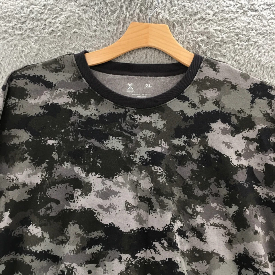 Xersion Cropped Camo Pullover Sweatshirt Womens XL Gray Cotton Blend Fleece NEW - Image 2 of 4