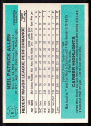 1984 Donruss Baseball #1-220 -- You Pick to Complete Your Set - Picture 162 of 282