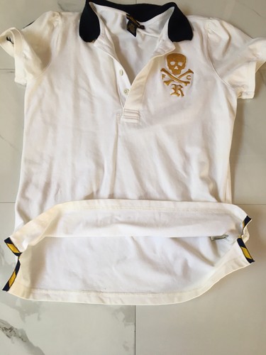 Women’s Vtg Ralph Lauren Rugby Cotton Blend short Sleeve Polo Shirt Size L Rare - Picture 8 of 9