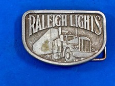 Raleigh Lights Cigarettes Tobacco Semi Truck Trucking 1980's Vintage Belt Buckle