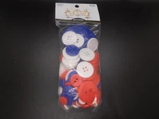 Sew ology red, white, blue assorted round buttons 151pc