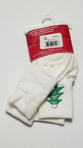 2 Pack Target Brand Girl's Fits Shoe Size 2-10 Socks Christmas Tree & White NWT - Picture 2 of 4