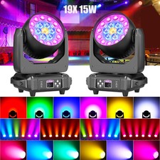2PCS 19X15W LED Beam Moving Head Light Zoom Stage Light DMX dj Spot Party Light