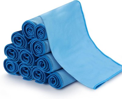 12Pcs Microfiber Glass Cleaning Cloths Lint Free Buff Cloth Reusable 12'' x 12''