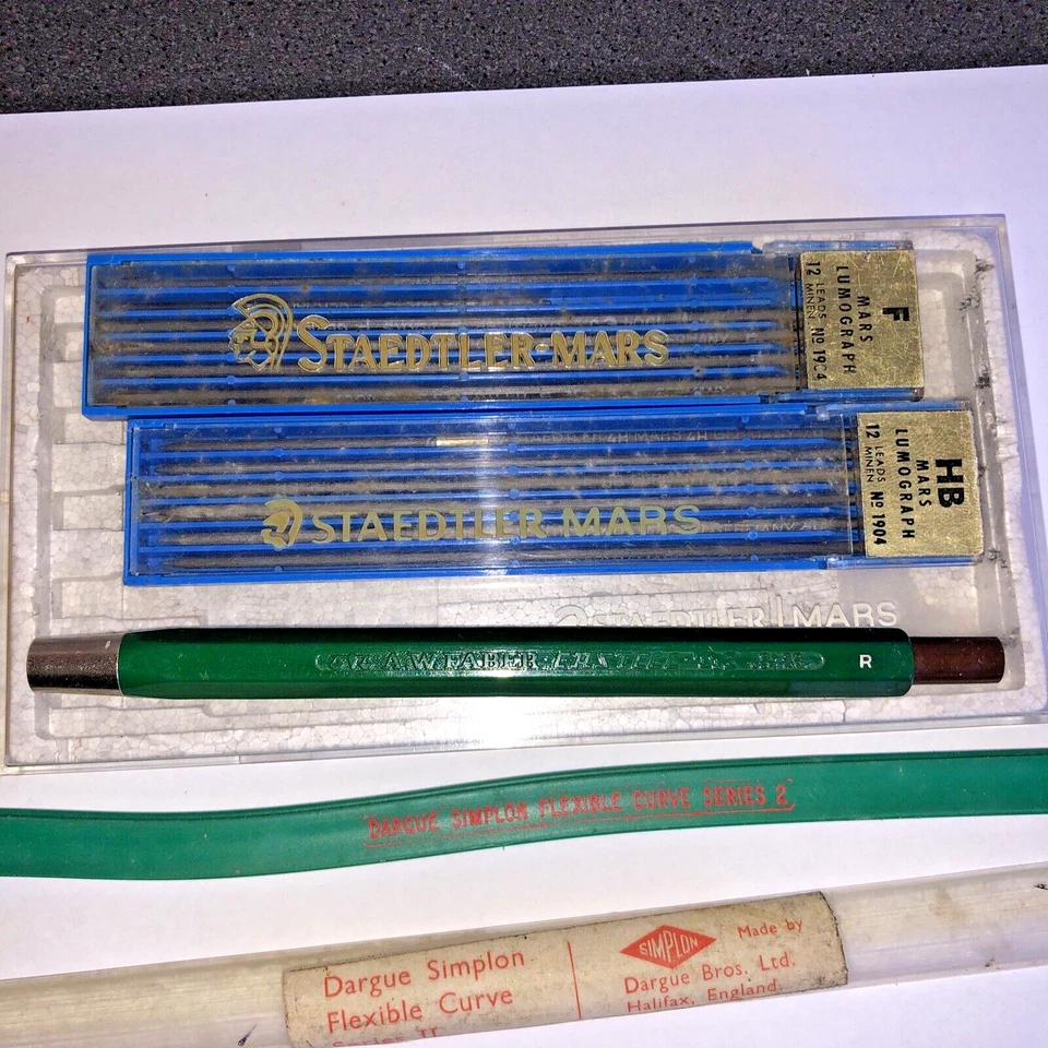 Paquete de 12 plomo de dibujo Staedtler-Marte de colección + lápiz Faber Castell + curva Dargue Foto 3 de 4