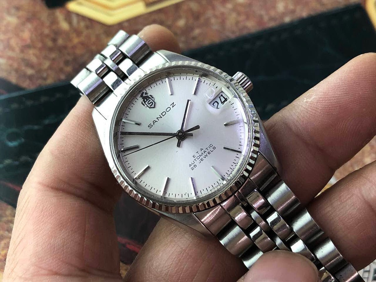 FREE SHIPPING! VINTAGE SWISS SANDOZ 2824-2 AUTOMATIC MID-SIZ